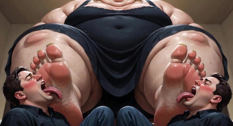 YOUR BEST FANTASY: Obese SSBBW Foot Domination - Male Slaves Cleaning Her Big Soft...