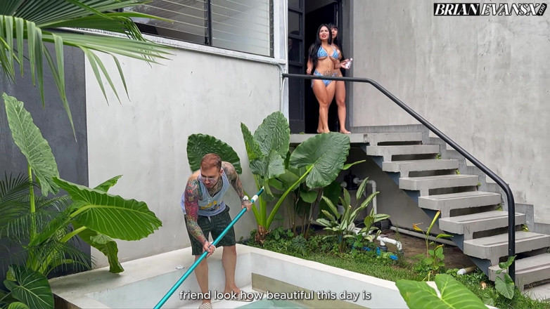 Brian Evansx: Threesome with Colombian Big-bootied Girls Fucking the Pool Boy with...
