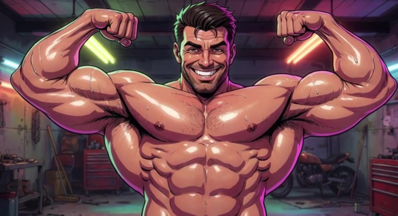 Erotic Man: Ai Muscular Men Mechanic Garage