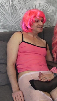 Perverse Pink Fetish Couple Enjoys Naughty Nylon Foot Sex Games!