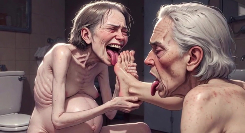 YOUR BEST FANTASY: Two Ugly 90 Year Old Grannies Foot Fetish - Licking &amp; Moaning in...