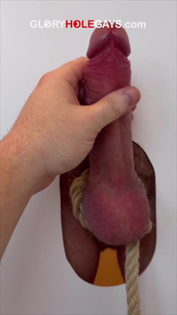 Long Cock Tied off with Rope at the Gloryhole - and Came Instantly