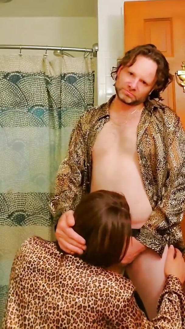 Satin Fetish King: Italian milf in leopard print satin suck and fuck session