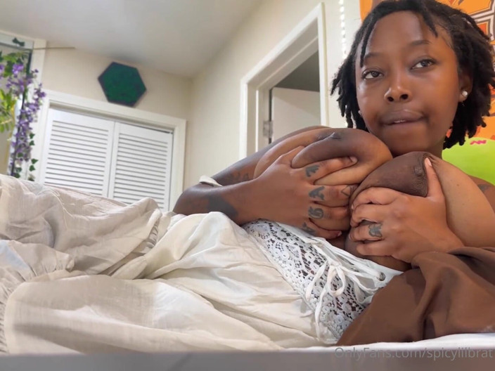 DMXTH: Solo Ebony Busty Babe Sensual Play with Her Big Boobs