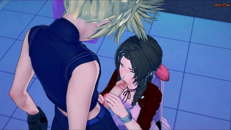 Hentai Smash: Aerith reitet Clouds schwanz im badezimmer, bevor sie gegen eine...