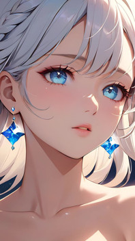 Cosmic Serenity: seorang wanita muda yang cantik dengan Stardust pada pipinya
