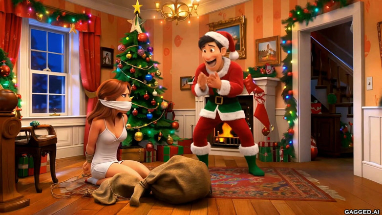 Gagged AI Cartoons: His Ex for Christmas