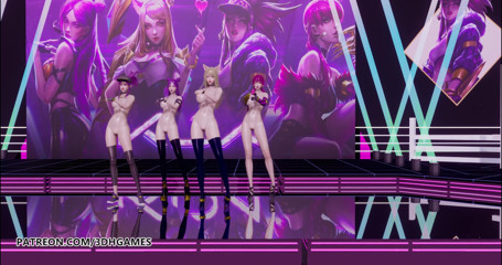 3D-Hentai Games: Día de las chicas - Algo striptease Ahri, Akali, Evelynn, Kaisa 3d...