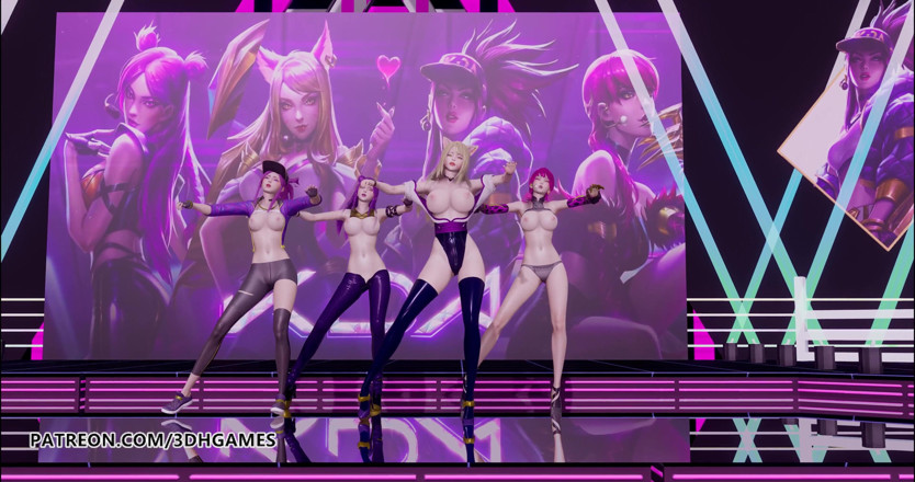 3D-Hentai Games: Girls Day - Quelque chose strip-tease Ahri, Akali, Evelynn, Kaisa danse érotique...