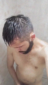 Jerking off my big uncut cock in the shower  I need a nice mouth to fill with my hot cum