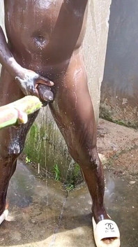 Outdoor Shower Takes Into Wide Cumshots