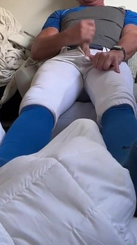 Alpha Baseball Player Jockdad87 Shoots a His Jock Cum in His Blue Gear