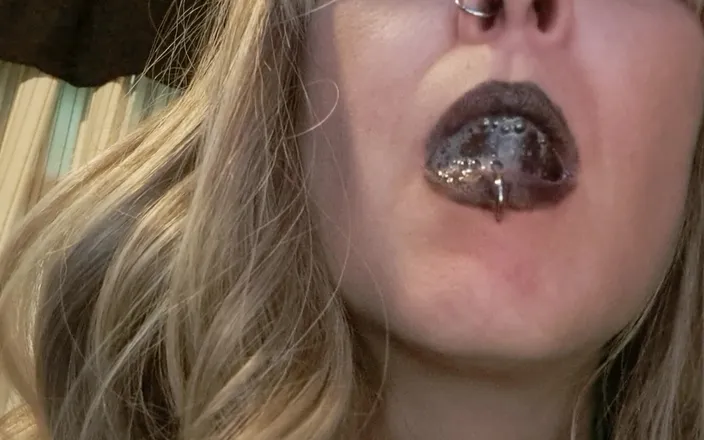 PandoraSG: Goth Blowing Spit Bubbles Sfw