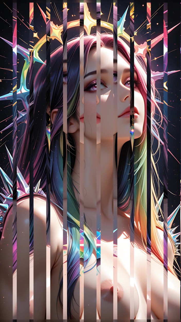 VelvetInk Studio: Syahwat bayang-bayang dengan pelangi Prism Spikes Fantasi Kosmik Ai Seni...