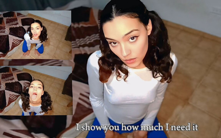 Productoraeros: Sexy latina de joelhos pedindo para encher sua boca com...