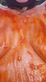Julie Cunningham Sploshing - Short Slowed Down Clip of My Hug Tits Covered in Beans Being Shaken Side to Side Slowly