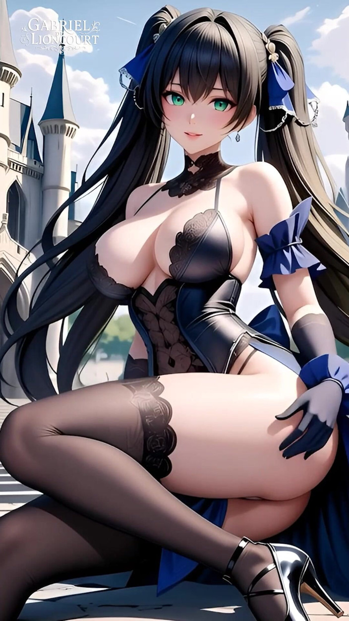 Gabriel de Lioncourt AI: Hentai gotické dívky s barevnými vlasy předvádějí své velké kozy...