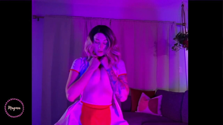 Magnea: Sexy fast food babe does a striptease - Magnea teases her...
