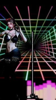 Danseres met grote borsten berijdt de pik - 3D-animatie