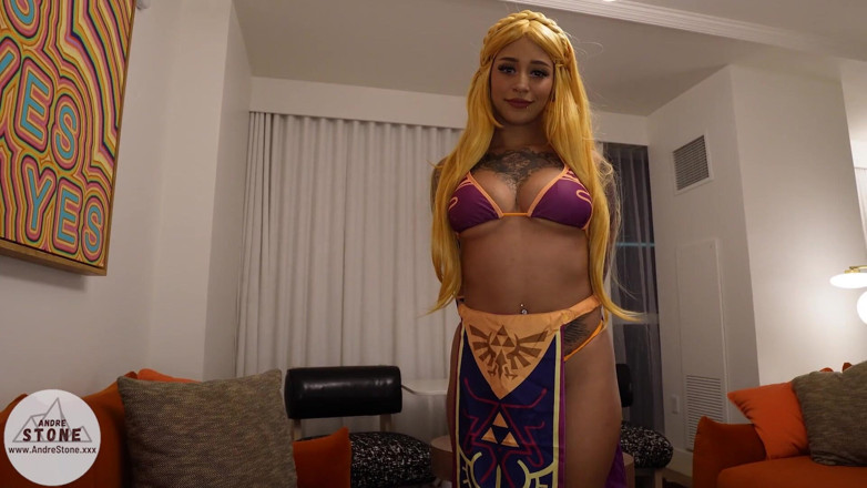 Andre Stone: Czarna loszka Annie verse bierze wielkiego kutasa w Zelda Cosplay...