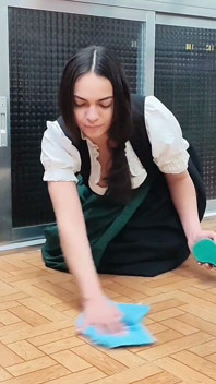 Fantasia Bavarese - Latina in Dirndl Bagnata E Disordinata Pulizia Della Casa