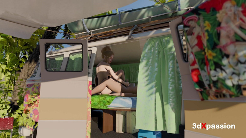 3dxpassion: Roadside sex Vibes in a Painted Van - Boquete desleixado, vaqueira...