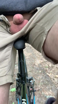 Forest dick flash, bike ride, young boy, amateur