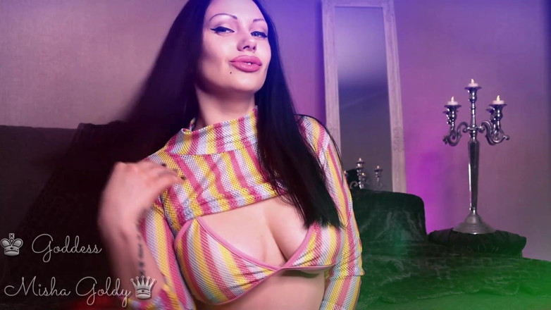 Goddess Misha Goldy: Make a massive puddle in your pants, feel yourself dumb!...
