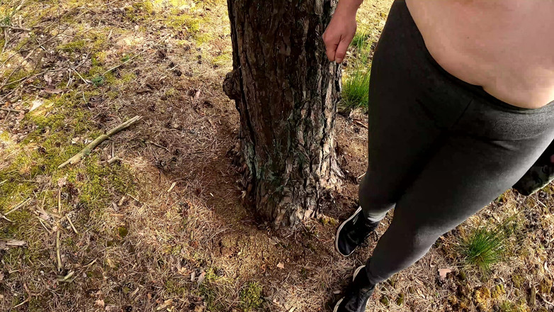 Bouncy Tits Action: Hiking and Only One Tit Red