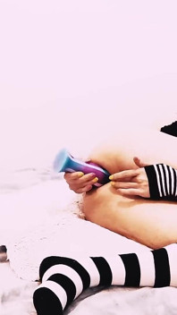 Enjoying a Big Dildo with Cum