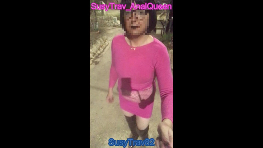 Outdoor Public Slutwalk in Sexy Pink Outfit (Susy trav analqueen)
