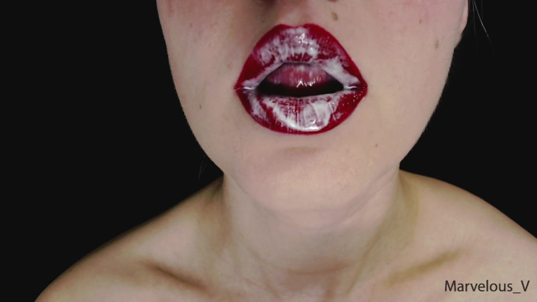 Marvelous V: Heiße sexy rote lippen lecken und lutschen lollypop und anderes...