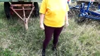 Bouncy Tits Action: Naked Tits Slapped in Open Field