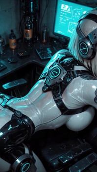 Latex Gamer Queen Virexa - Chrome POV - Ai Generated