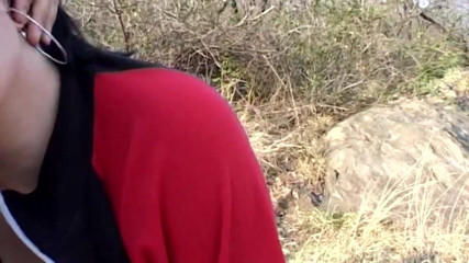 Real Home Made: Big tits brunette banged in threesome outdoor