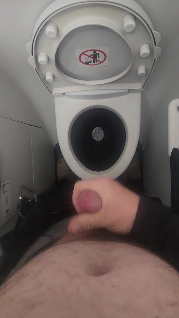 Djk31314: Airplane Bathroom Jerk and Cum.