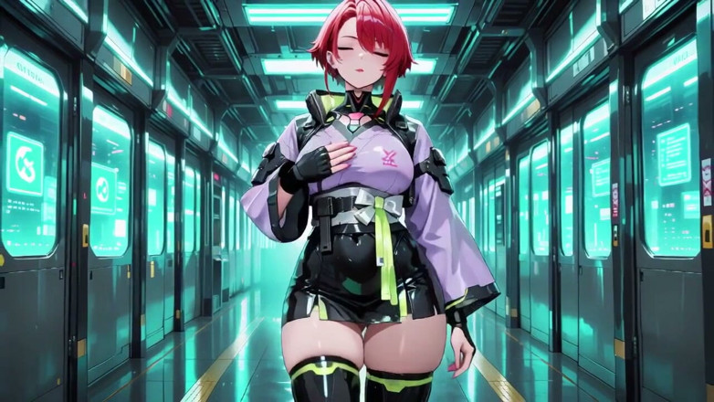 Tay Swift X: Une rousse dans un cockpit de Cyberpunk ! Yukata, demi-culbutée, lazily...