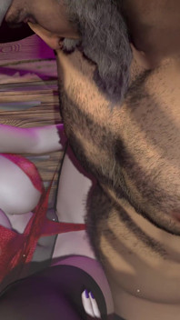 3D seksowna chińska gwiazda porno uprawia seks z dużym białym kutasem Mikołajem przed ekranem