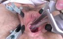 FTM hairy pussy BDSM: Muschi-dehnen mit bondage-geräten