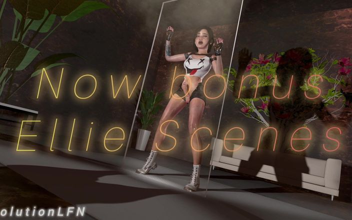 Evolution LFN: Ellie骑乘lara crofts肚子隆起的富塔鸡巴/奖励ellie的不间断精液场景
