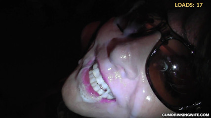 Cumdrinking Wife: Cum covered by 38 guys
