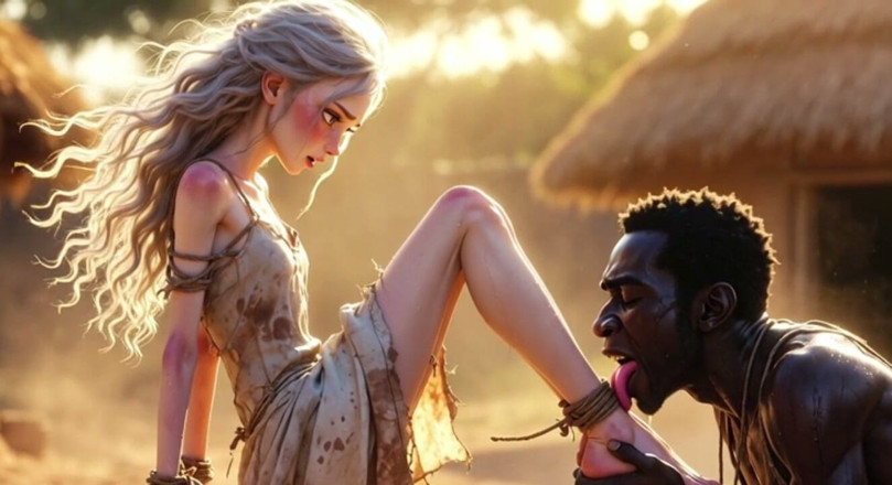 YOUR BEST FANTASY: White Woman in Bondage - African Man Passionate Foot Licking
