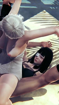 Futa Sofia Valmet and Koko Hekmatyar Having Fun in the Bath House Jormungand Hentai Parody