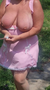 Me Walking Through the Olive Groves in Spain. I Pull My Tits Completely Out of the Sheer Pink Babydoll