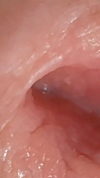 Extremo close-up do buraco ampliado do papai.
