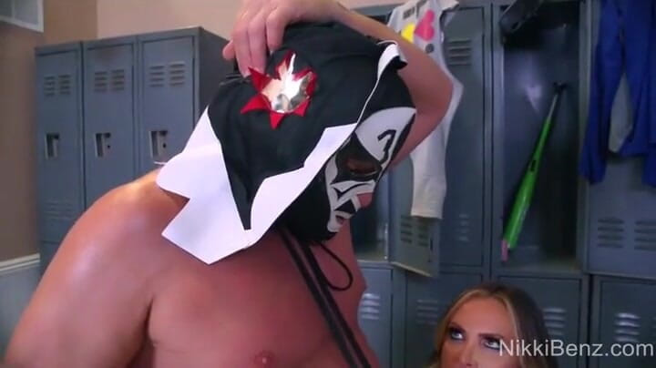 Nikki Benz: Nikki Benz and Jessica Jaymes tag team a wrestler backstage