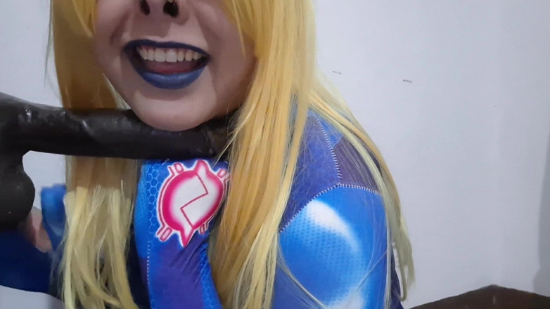 fermerino: Cute Samus Femboy with BDSM Nosehook Giving a Sloppy Blowjob...