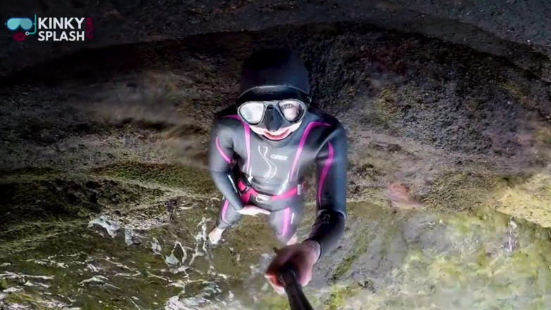 UKCuteGirl Lucy Lauren: Neoprene Wetsuit &amp; Dive Mask Masturbation by the Sea