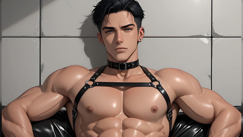 LustMen: Soft Leather Twink in Harness Hard Slamming Fleshlight