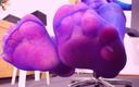 Nylon fetish 4u: 시스루 바이올렛 팬티 스타킹을 입은 섹시한 발, 보라색 팬티 스타킹 - 흰색 페딕 토, 아름다운 발, 섹시한 발바닥 - 사무실 발 놀리기